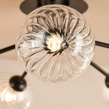 Dar Poyen 5 Light Semi-Flush Matt Black and Ribbed Glass