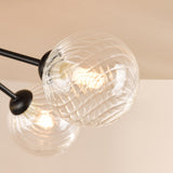 Dar Poyen 5 Light Semi-Flush Matt Black and Ribbed Glass