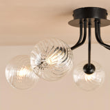 Dar Poyen 5 Light Semi-Flush Matt Black and Ribbed Glass