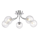 Dar Poyen 5 Light Semi-Flush Polished Chrome and Ribbed Glass