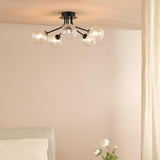 Dar Poyen 5 Light Semi-Flush Matt Black and Ribbed Glass