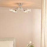 Dar Poyen 5 Light Semi-Flush Polished Chrome and Ribbed Glass