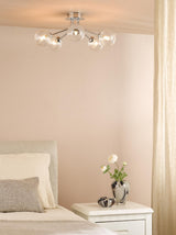 Dar Poyen 5 Light Semi-Flush Polished Chrome and Ribbed Glass