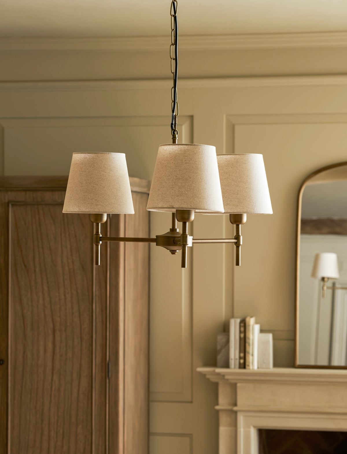 Garden Trading Peartree 3 Light Ceiling Chandelier Antique Bronze with Shades