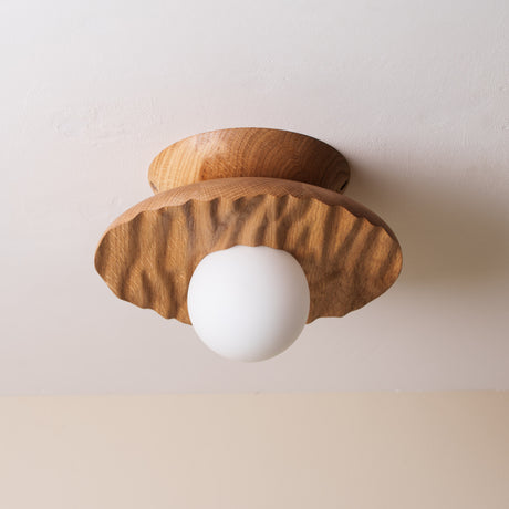 Studio Haran Porth Flush Ceiling Light in Solid Oak