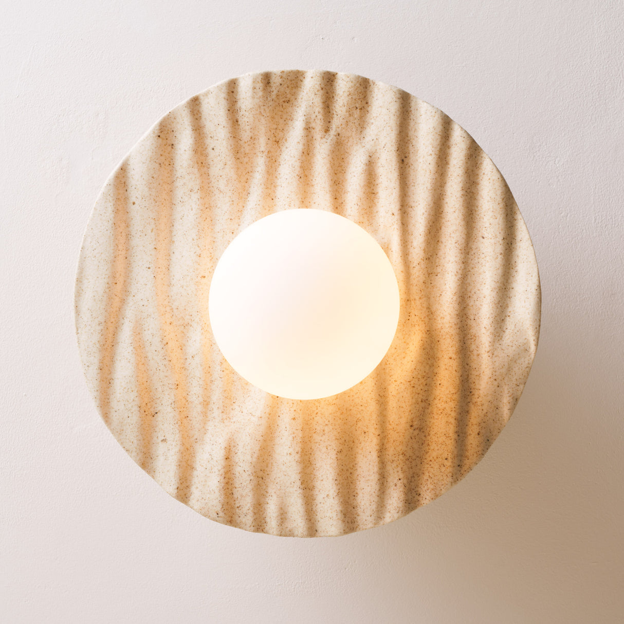 Studio Haran Porth Flush Wall Light in Ceramic and Oak