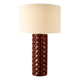 Dar Raja Table Lamp Red and Antique Bronze With Shade