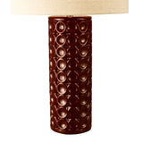 Dar Raja Table Lamp Red and Antique Bronze With Shade