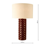 Dar Raja Table Lamp Red and Antique Bronze With Shade