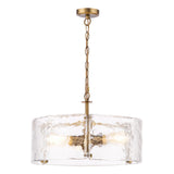 Dar Ravis 3 Light Pendant Antique Bronze and Textured Glass