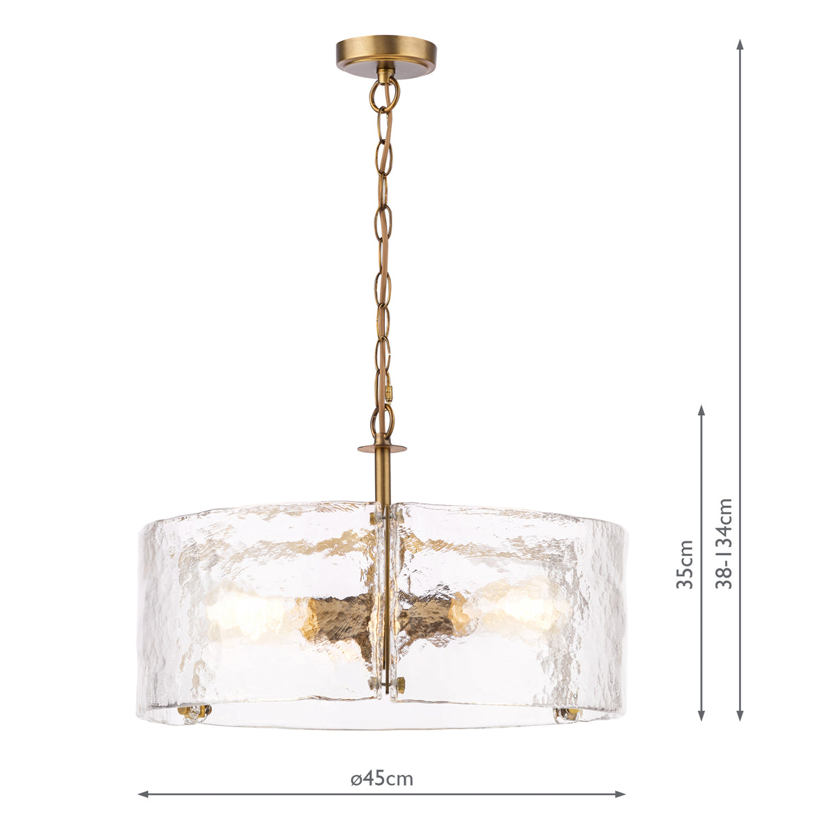 Dar Ravis 3 Light Pendant Antique Bronze and Textured Glass