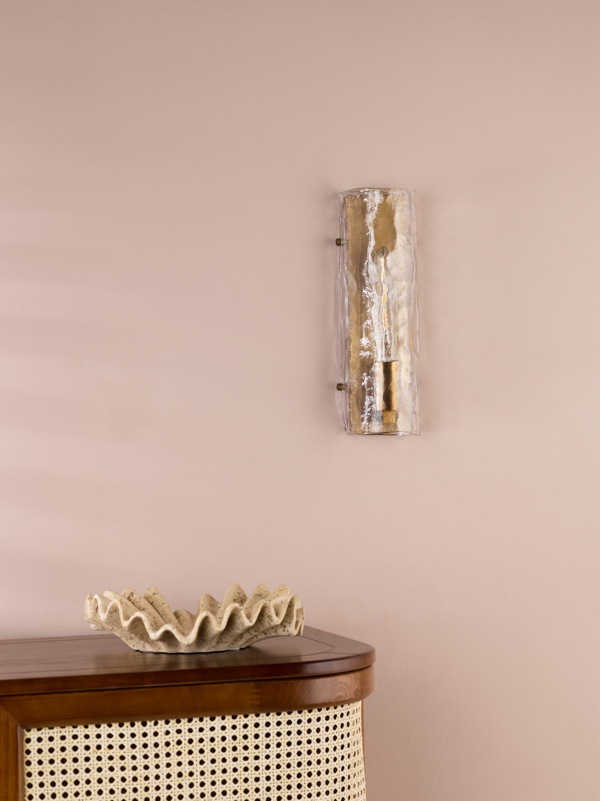 Dar Ravis Wall Light Antique Bronze and Textured Glass