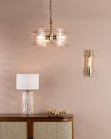 Dar Ravis Wall Light Antique Bronze and Textured Glass