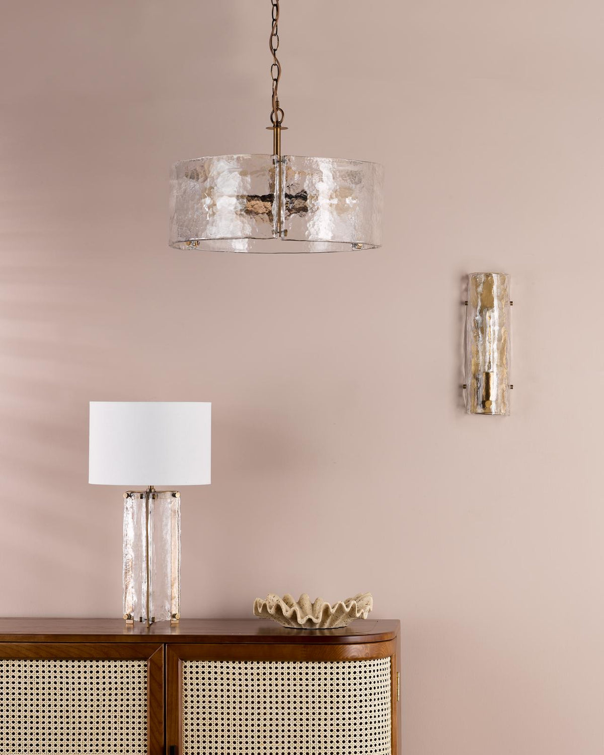 Dar Ravis Wall Light Antique Bronze and Textured Glass