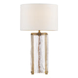 Dar Ravis Table Lamp Antique Bronze and Textured Glass With Shade