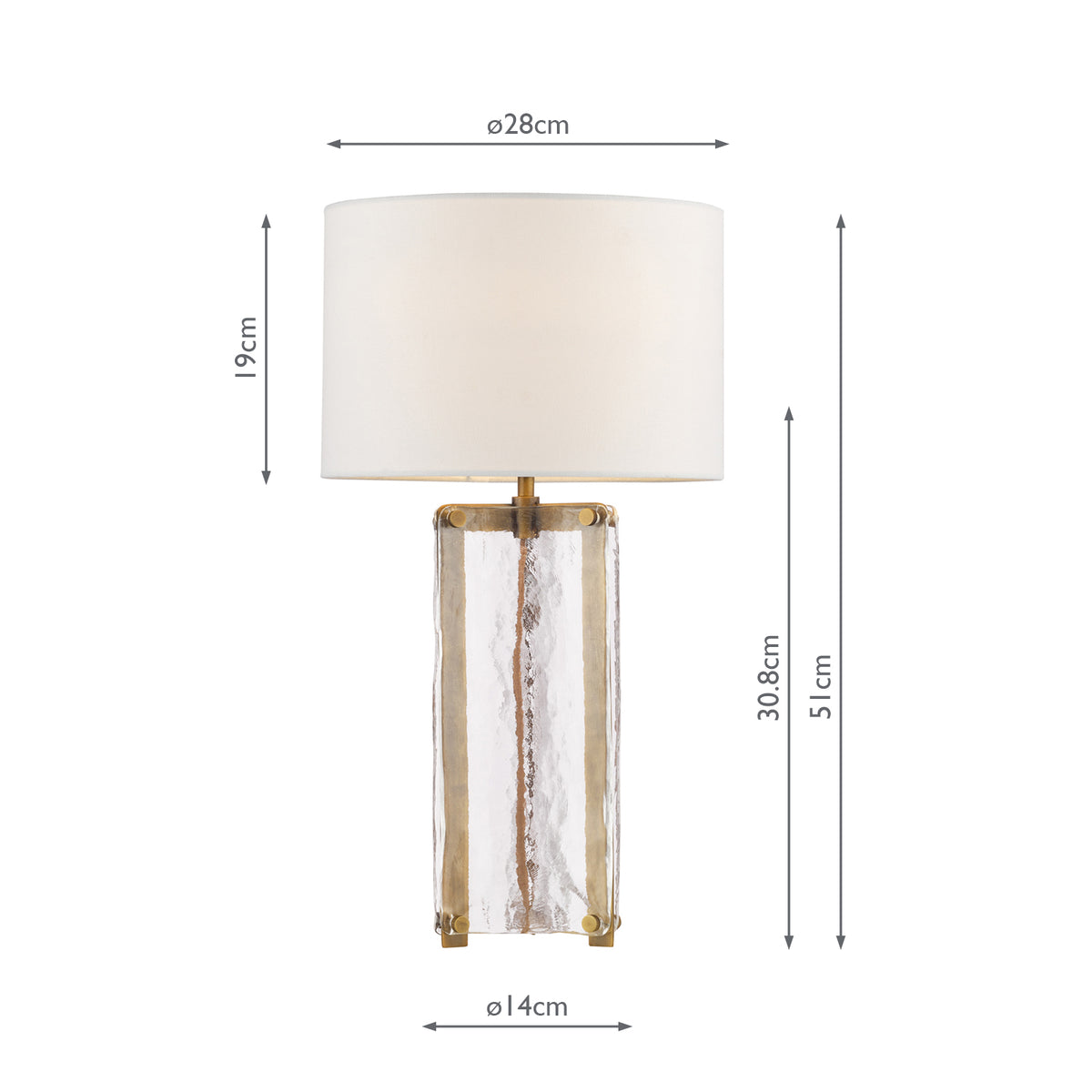 Dar Ravis Table Lamp Antique Bronze and Textured Glass With Shade