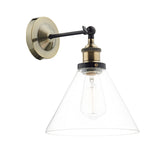 Dar Ray Wall Light Antique Brass and Clear Glass