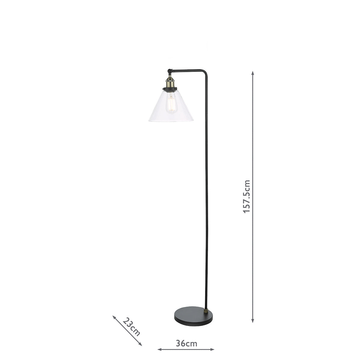 Dar Ray Floor Lamp Antique Brass and Glass –  from Amos Lighting + Home