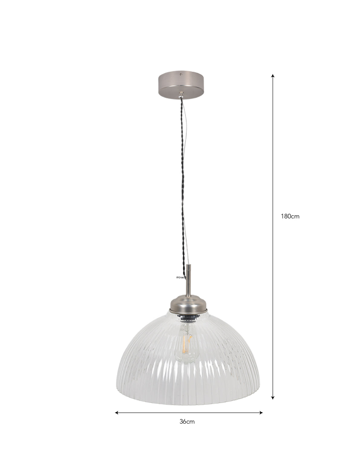 Garden Trading Fovant Glass Pendant Light Satin Nickel Finish Large