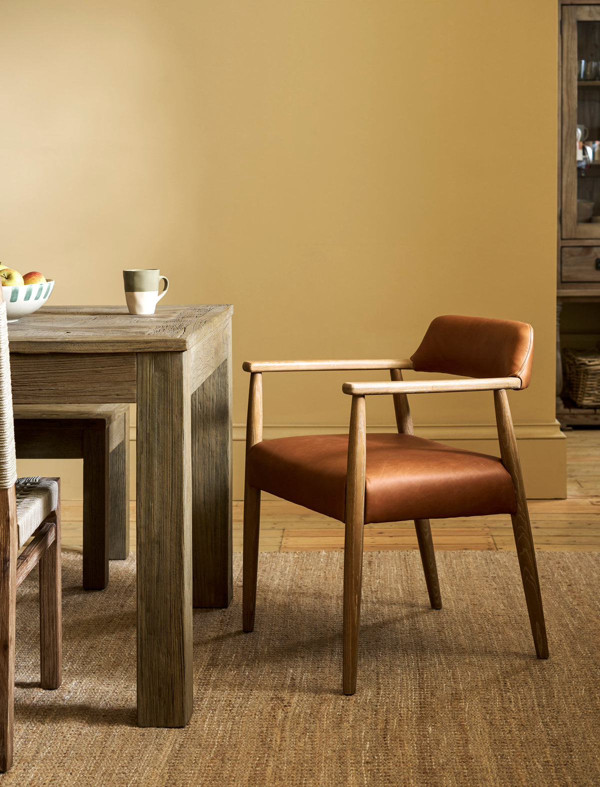 Garden Trading Rowden Leather Dining Chair Ash Wood