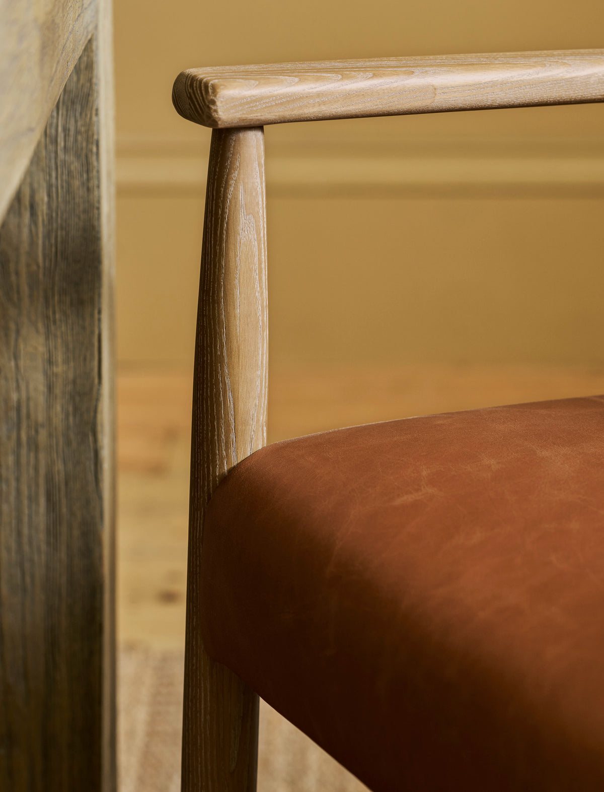Garden Trading Rowden Leather Dining Chair Ash Wood