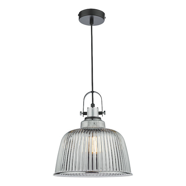 Dar Rhode Single Large Pendant Polished Chrome Smoked Glass –  from Amos Lighting + Home