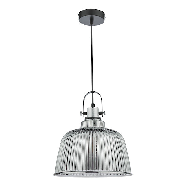 Dar Rhode Single Large Pendant Polished Chrome Smoked Glass –  from Amos Lighting + Home