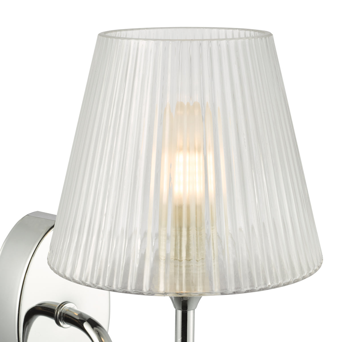 Dar Rimaz Bathroom Wall Light Polished Chrome and Ribbed Glass IP44