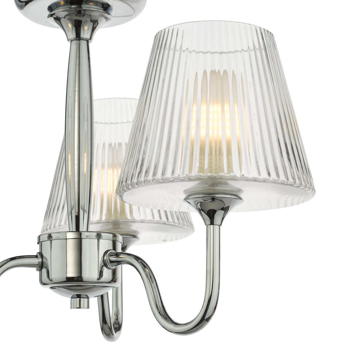 Dar Rimaz 3 Light Bathroom Semi Flush Polished Chrome and Ribbed Glass IP44