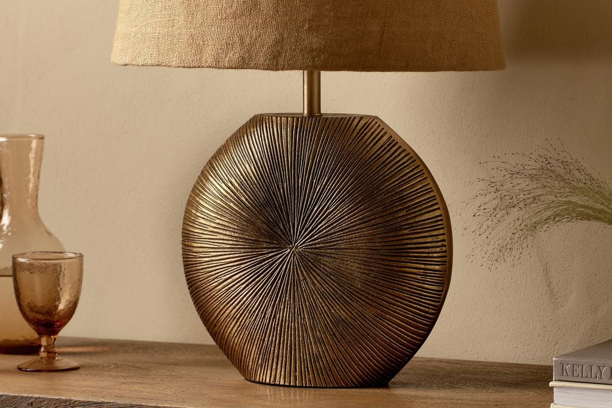 Nkuku Ramvas Etched Antique Brass Table Lamp