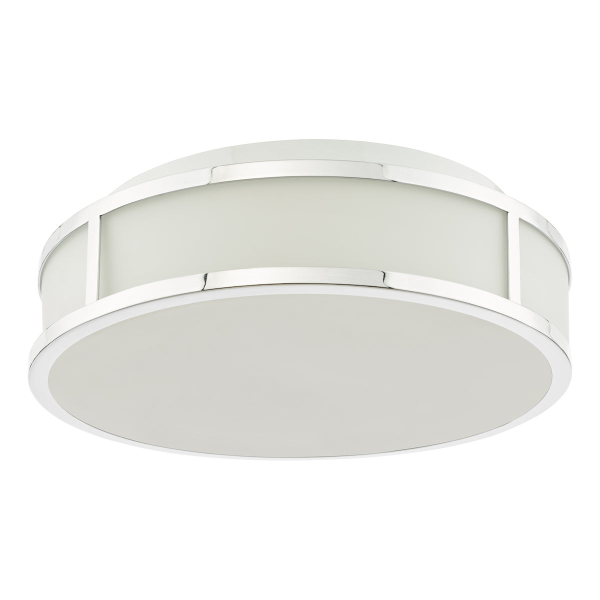 Dar Royce 2 Light Bathroom Flush Polished Chrome and Opal Glass IP44