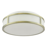 Dar Royce 2 Light Bathroom Flush Matt Antique Brass and Opal Glass IP44