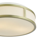Dar Royce 2 Light Bathroom Flush Matt Antique Brass and Opal Glass IP44