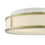 Dar Royce 2 Light Bathroom Flush Matt Antique Brass and Opal Glass IP44