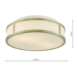 Dar Royce 2 Light Bathroom Flush Matt Antique Brass and Opal Glass IP44