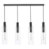 Dar Ruben 4 Light Bar Pendant Satin Black and Ribbed Glass –  from Amos Lighting + Home