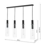 Dar Ruben 4 Light Bar Pendant Satin Black and Ribbed Glass –  from Amos Lighting + Home