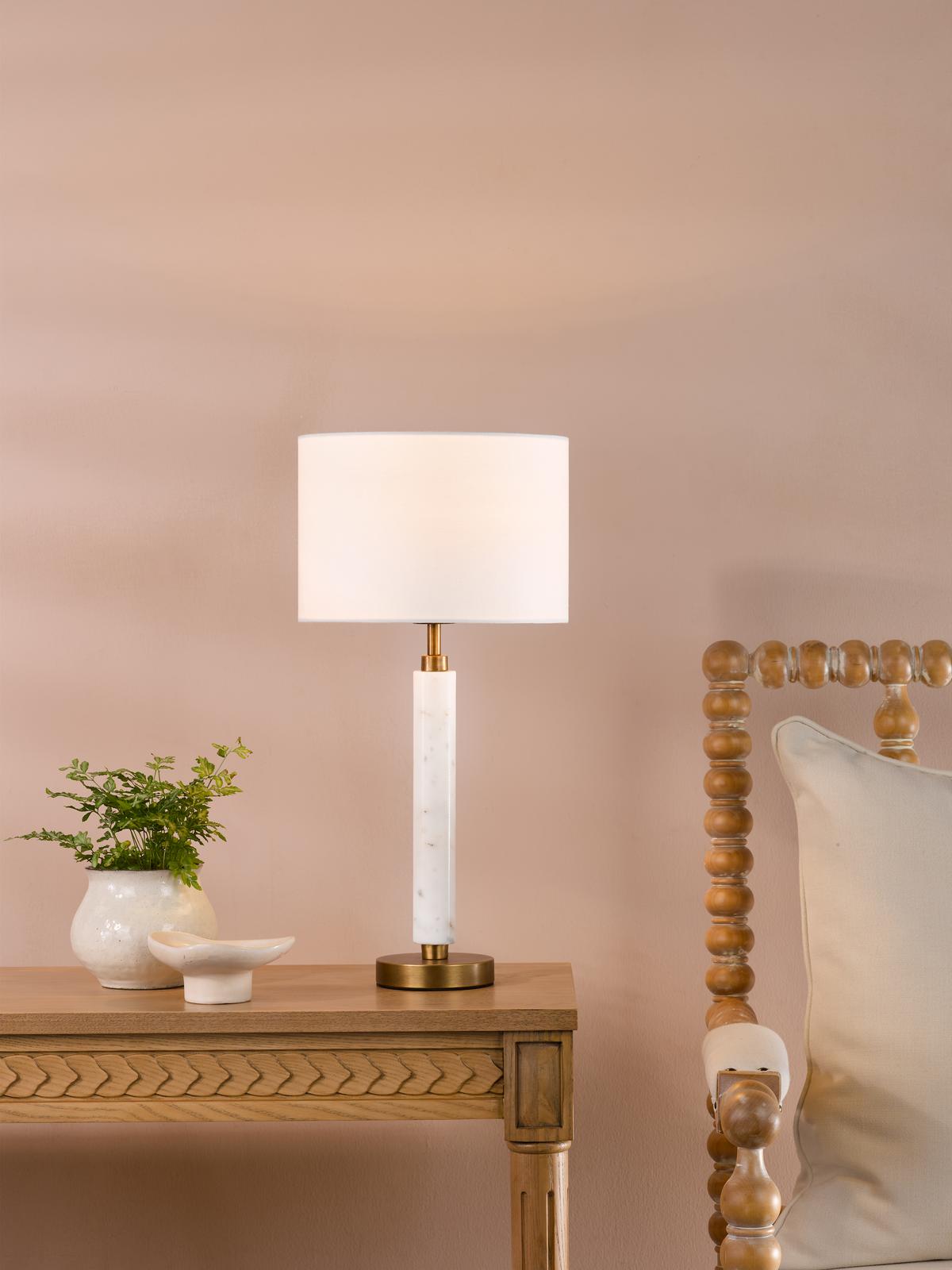Dar Ruperta Table Lamp Antique Bronze and Marble With Shade