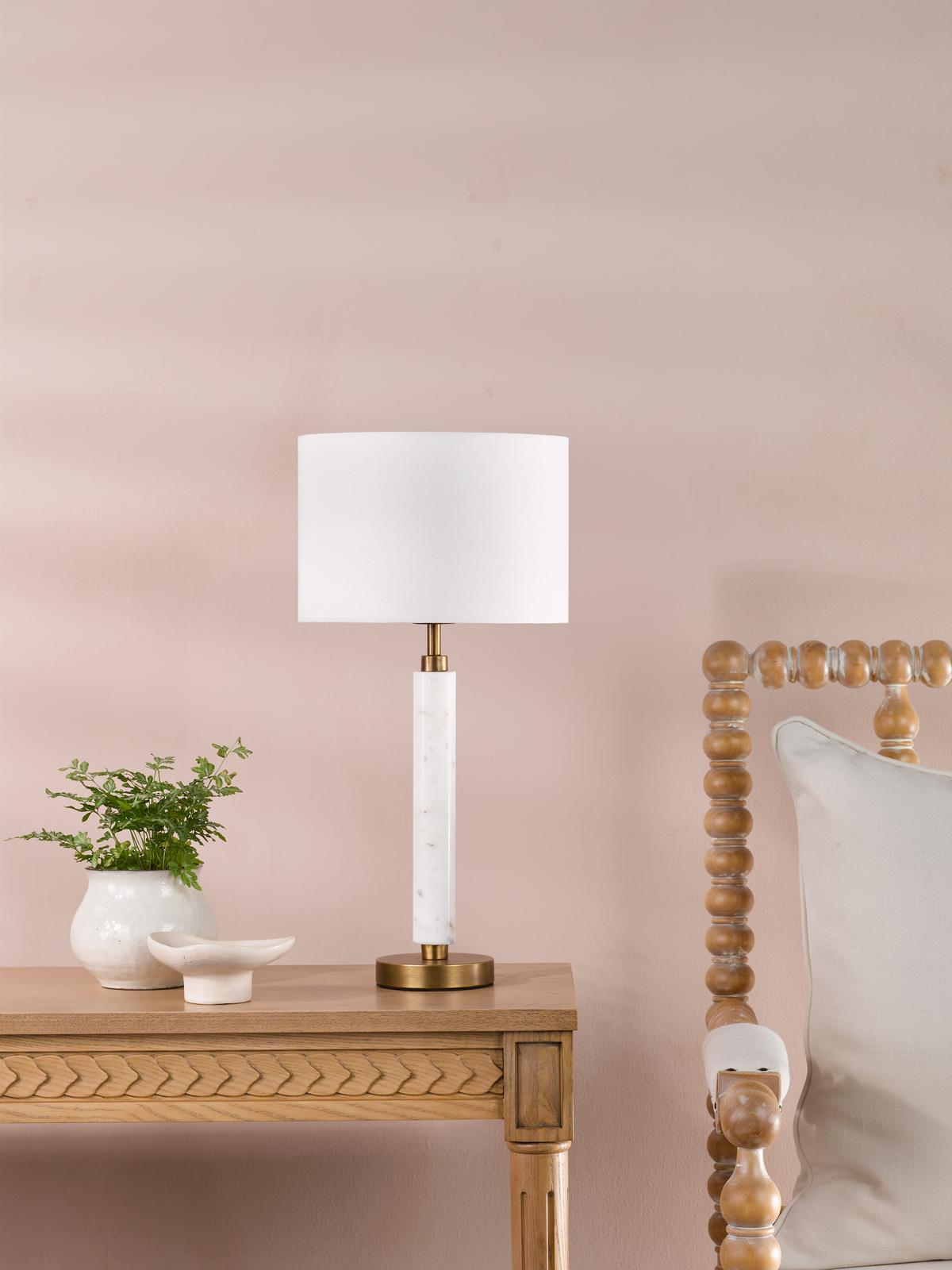 Dar Ruperta Table Lamp Antique Bronze and Marble With Shade