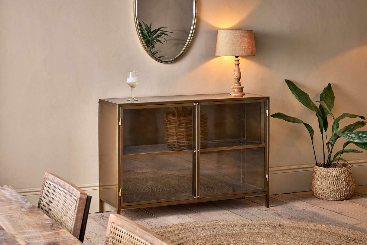 Nkuku Ranchi Iron Sideboard Antique Brass