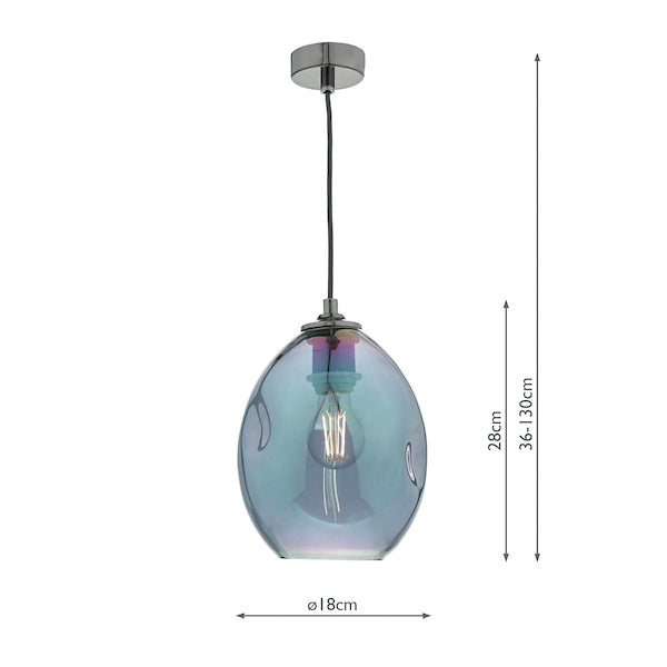 Dar Rogan Pendant Black & Iridised Glass –  from Amos Lighting + Home