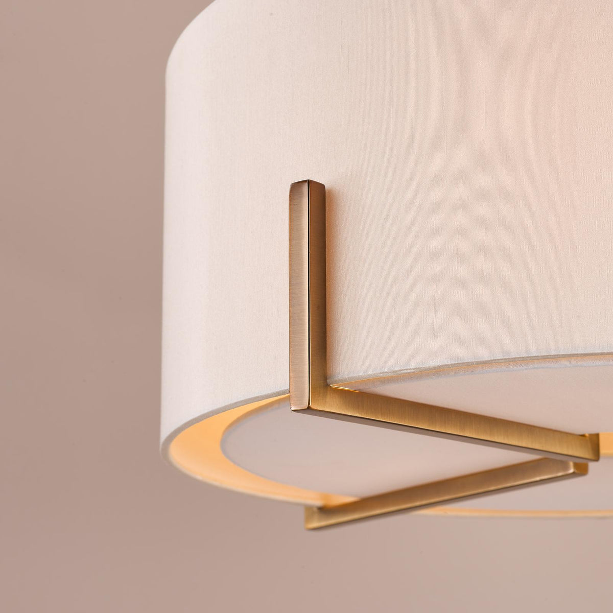 Dar Santino 3 Light Pendant Antique Bronze and Natural With Natural Linen Shade