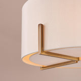 Dar Santino 3 Light Pendant Antique Bronze and Natural With Natural Linen Shade