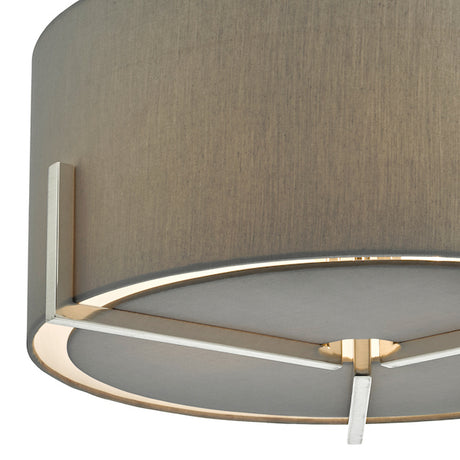 Dar Santino Pendant Satin Chrome With Grey Cotton Shade –  from Amos Lighting + Home