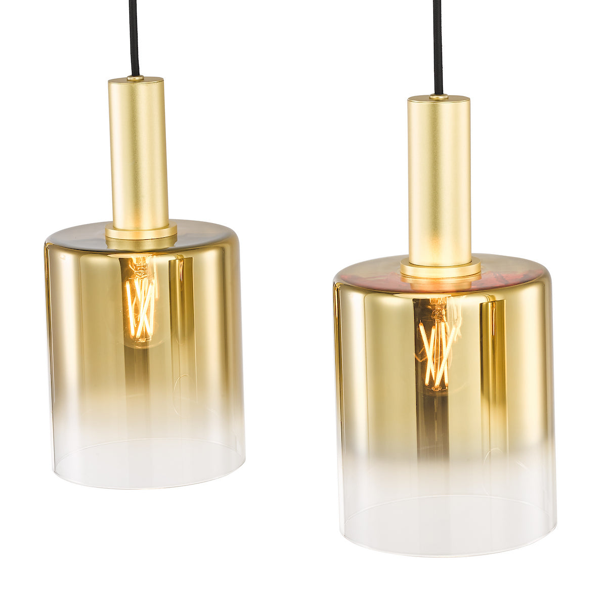 Dar Savannah 4 Light Bar Pendant Satin Gold and Gold Ombre Glass