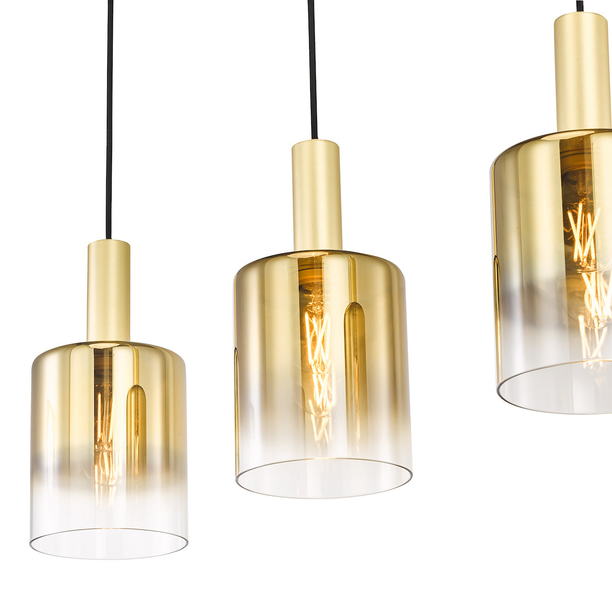 Dar Savannah 4 Light Bar Pendant Satin Gold and Gold Ombre Glass