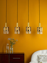 Dar Savannah 4 Light Bar Pendant Satin Gold and Gold Ombre Glass