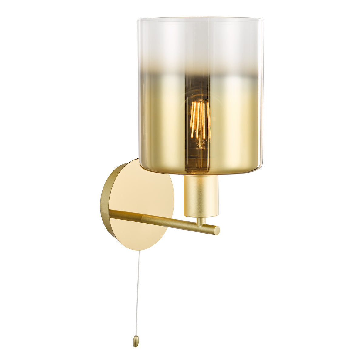 Dar Savannah Wall Light Satin Gold and Gold Ombre Glass