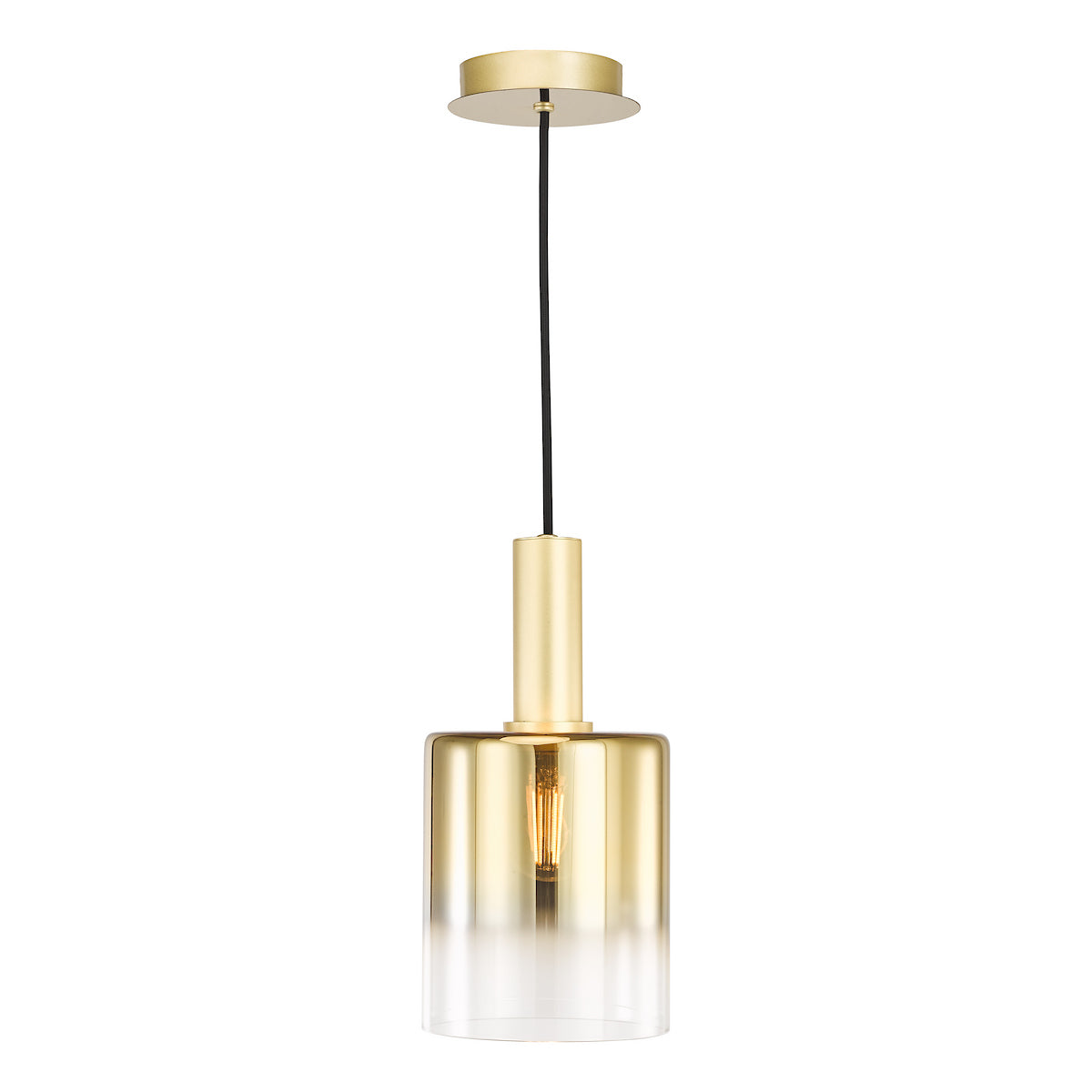 Dar Savannah Pendant Satin Gold and Gold Ombre Glass