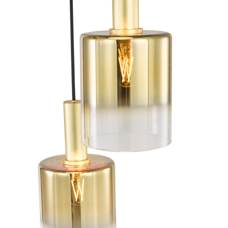 Dar Savannah 3 Light Cluster Pendant Satin Gold and Gold Ombre Glass